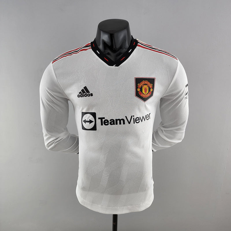 CAMISA MANCHESTER UNITED - MANGA LONGA -  FORA/ AWAY - JOGADOR 22/ 23