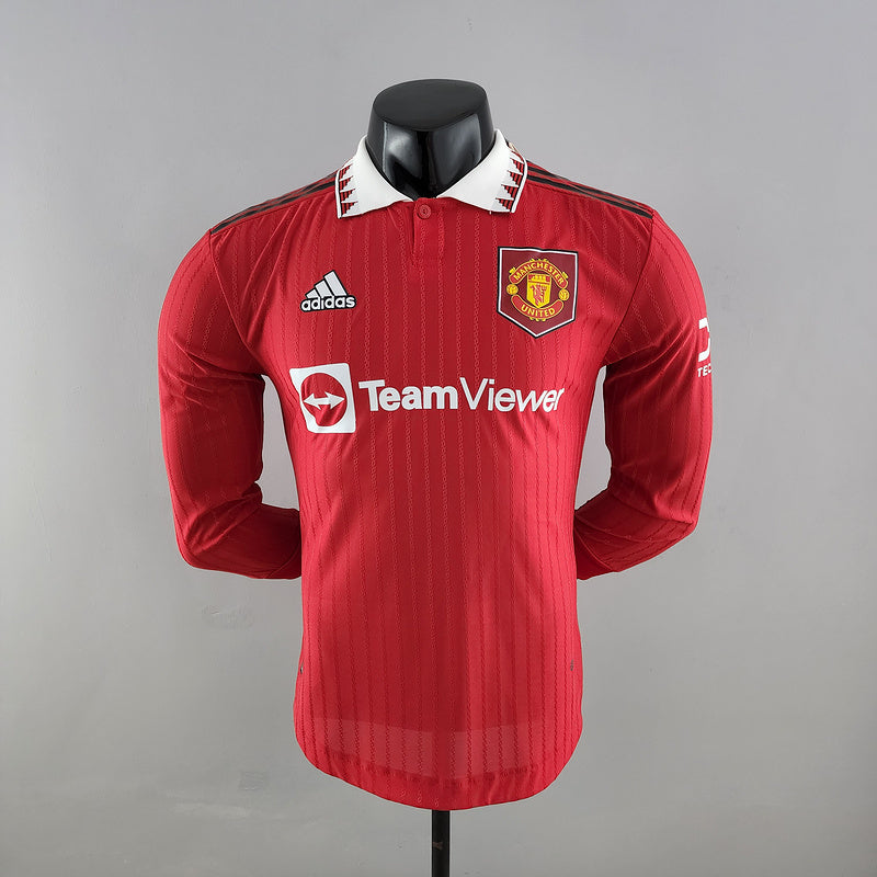 CAMISA MANCHESTER UNITED - MANGA LONGA -  CASA/ HOME - JOGADOR 22/23