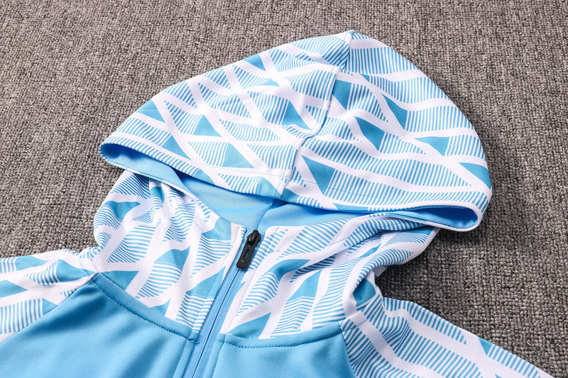 KIT PASSEIO COM CAPUZ - OLYMPIQUE DE MARSEILLE - AZUL E BRANCO