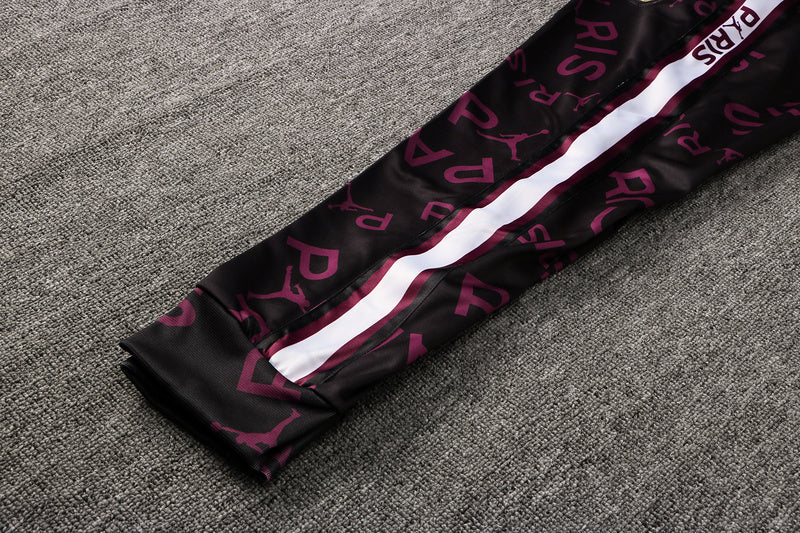 KIT PASSEIO COM CAPUZ - PARIS SAINT GERMAIN (PSG) - PRETO E ROXO