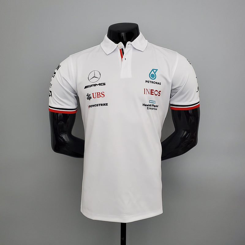 CAMISETA MERCEDES AMG PETRONAS - PÓLO - BRANCA 2 - FÓRMULA 1 - F1