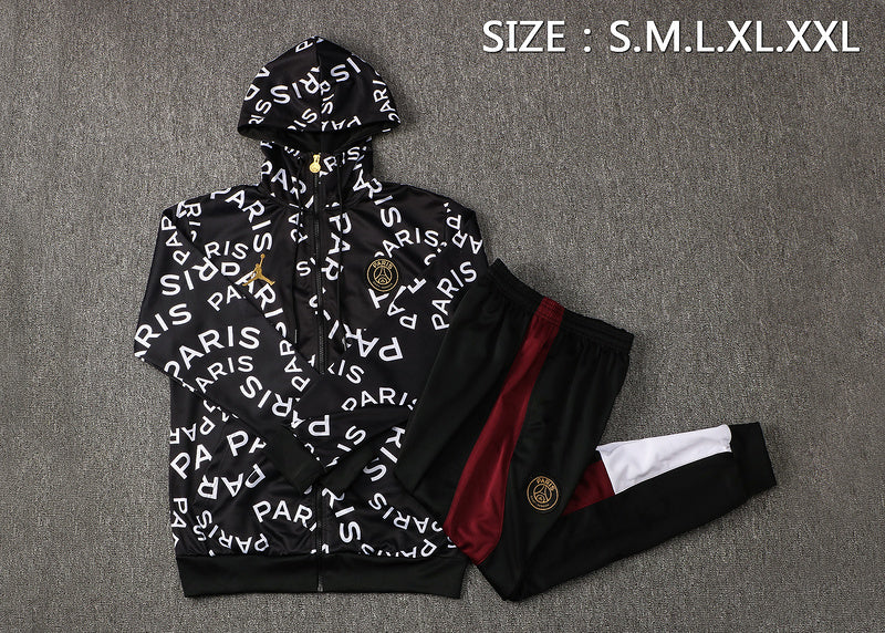 KIT PASSEIO COM CAPUZ - PARIS SAINT GERMAIN (PSG) - PRETO E BRANCO
