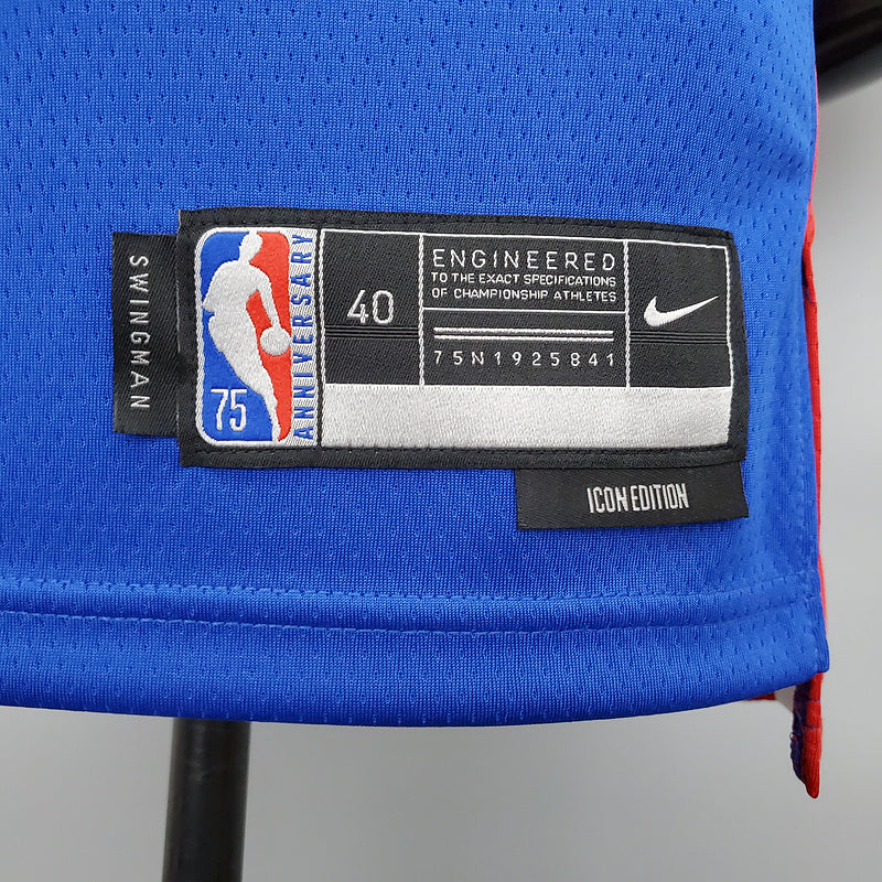 CAMISA DETROIT PISTONS - AZUL COM NIKE BRILHANTE - ICON EDITION 75TH ANNIVERSARY - 2021/ 2022