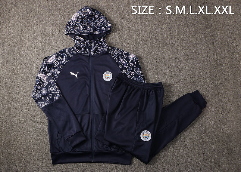 KIT PASSEIO COM CAPUZ - MANCHESTER CITY - AZUL ESCURO