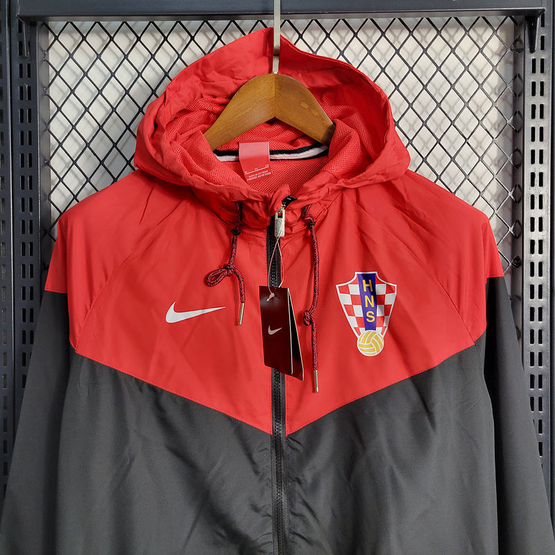 CORTA VENTO - CROACIA - PRETO E VERMELHO