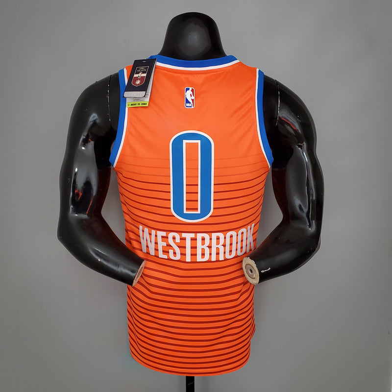 CAMISA OKLAHOMA CITY THUNDER - TEMPORADA 21/22 - LARANJA LISTRADA