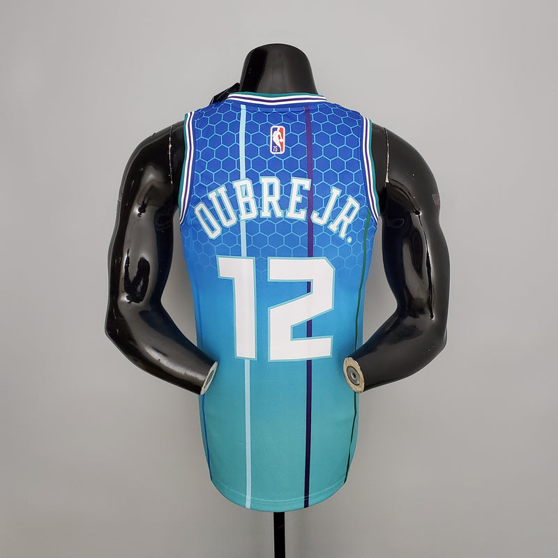 CAMISA CHARLOTTE HORNETS - AZUL COM JORDAN BRILHANTE - CITY EDITION 75TH ANNIVERSARY - 2021/ 2022