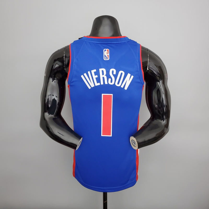 CAMISA DETROIT PISTONS - AZUL COM NIKE BRILHANTE - ICON EDITION 75TH ANNIVERSARY - 2021/ 2022