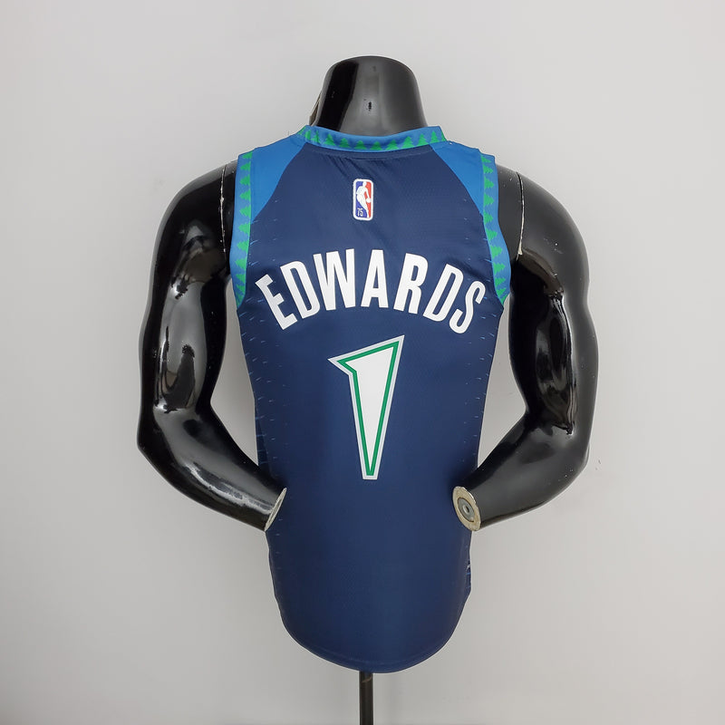 CAMISA MINNESOTA TIMBERWOLVES - AZUL COM NIKE BRILHANTE - CITY EDITION 75TH ANNIVERSARY - 2022